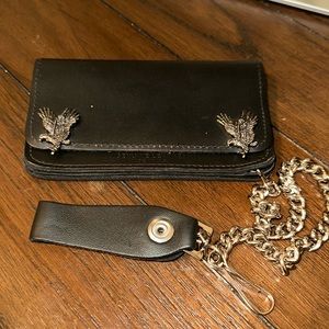 Wallet Chain Leather Eagles Preowned